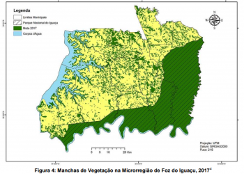 Mapa de áreas verdes em Foz. Reprodução do plano