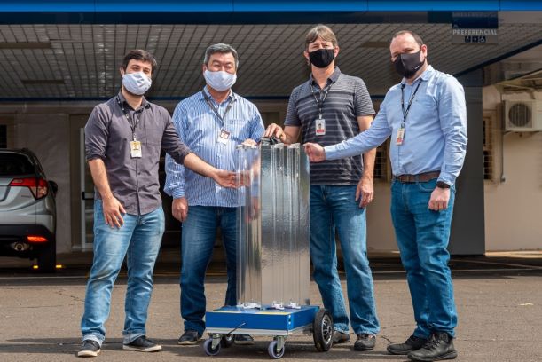 Robô "corona killer" criado pelo PTI. Foto: Rubens Fraulini/Itaipu Binacional