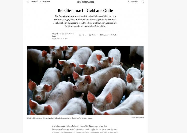 Reprodução da matéria do jornal suíço. Foto: IB/Divulgação