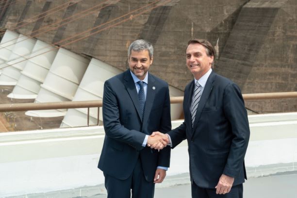 Bolsonaro e Marito na posse do DGB, em fevereiro de 2019. Imagem: Alexandre Marchetti/Itaipu Binacional