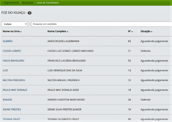Reprodução do site do TSE
