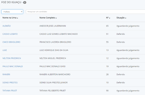 Reprodução do site do TSE