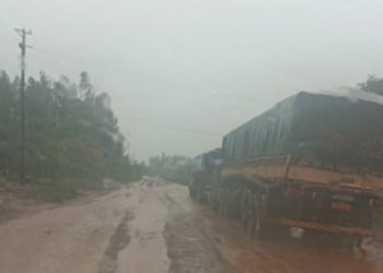 Os motoristas estão parados desde ontem, quando começou um protesto na região de Puerto Indio, onde é feita a travessia de balsa para Santa Helena (PR). (Fotos: Gentileza)