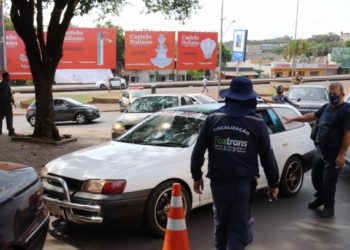 Barreira Sanitária montada na regiao da Ponte da Amizade. Foto: PMFI