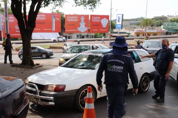 Barreira Sanitária montada na regiao da Ponte da Amizade. Foto: PMFI