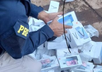 Celulares apreendidos. Foto: PRF