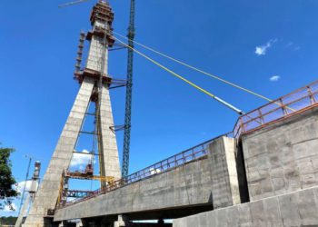 Construção da Ponte da Integração no lado brasileiro. Foto: DER/Divulgação