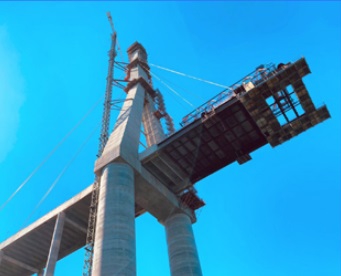 Ponte da Integração em construção, lado brasileiro. Foto: DER-PR/Divulgação