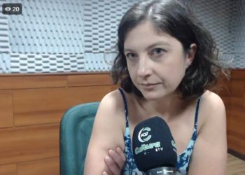 Cibele Munhoz em entrevista ao programa Contraponto. Foto: reprodução