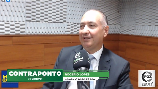 Delegado-chefe em Foz do Iguaçu, Rogério Lopes, em entrevista à Rádio Cultura nesta quarta-feira (08). Foto: reprodução