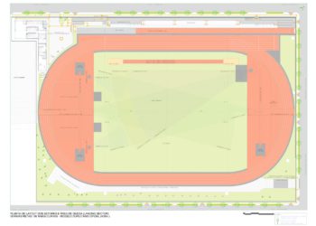Esboço da nova pista de atletismo do Ginásio Costa Cavalcanti. Ilustração: PMFI