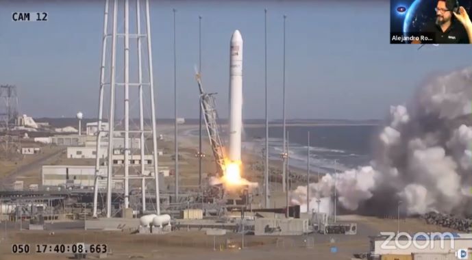 O satélite paraguaio-japonês Kitsune foi lançado neste sábado, 19 de fevereiro de 2022, aproximadamente às 14h39, na missão Cygnus NG-17. Foto: Paraguai TV