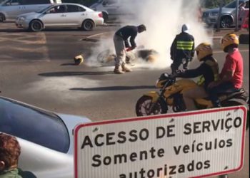 Incêndio na Ponte da Amizade. Foto: PRF/Divulgação
