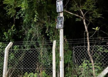 Roubo de fios da iluminação da pista de caminhada, para serem vendidos a receptadores. Fotos: Diretoria de Coordenação/IB