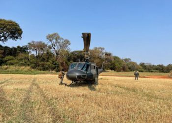 Helicóptero utilizado na operação. Foto: PF/Divulgação