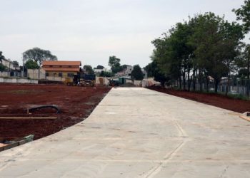 Obras da pista de Atletismo do Ginásio Costa Cavalcanti. Foto: PMFI