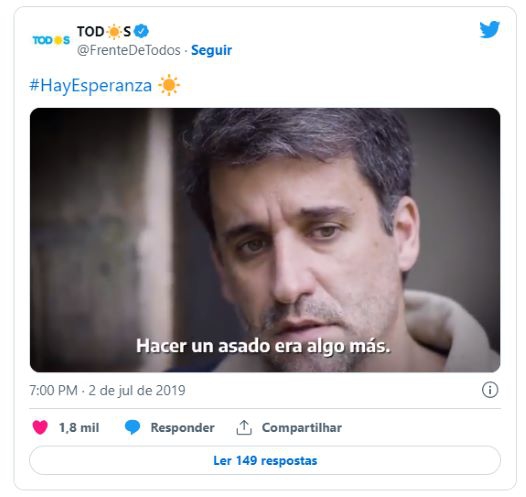 Foto: captura de imagem do vídeo da campanha de Fernández com promessa de churrasco