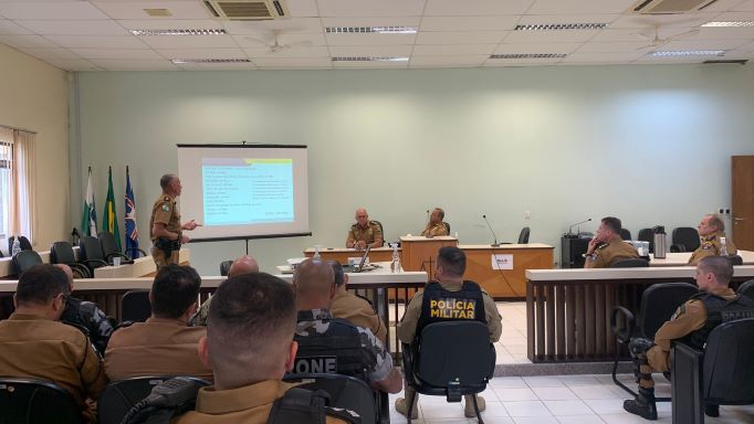 Em Matinhos, no sábado (10), Polícia Militar reuniu comandantes para preparatório da Operação Verão -
Foto: SESP