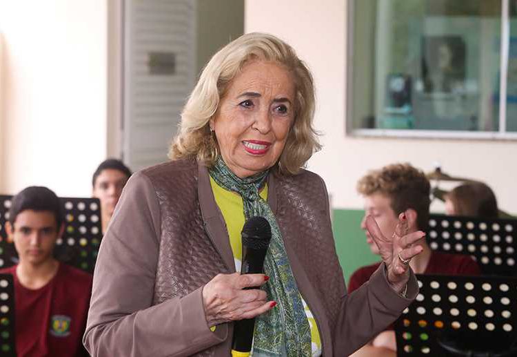Dona Léa quando foi homenageada em 2017 pela Guarda Mirim. Foto: GM/Divulgação