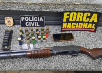 Arma e munição apreendidas. Foto: divulgação