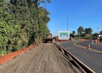 Andamento das obras da duplicação da Rodovia das Cataratas. Fotos: DER/Divulgação
