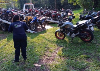 Motos apreendidas em fiscalizações em Foz do Iguaçu. Foto de arquivo: GM de Foz