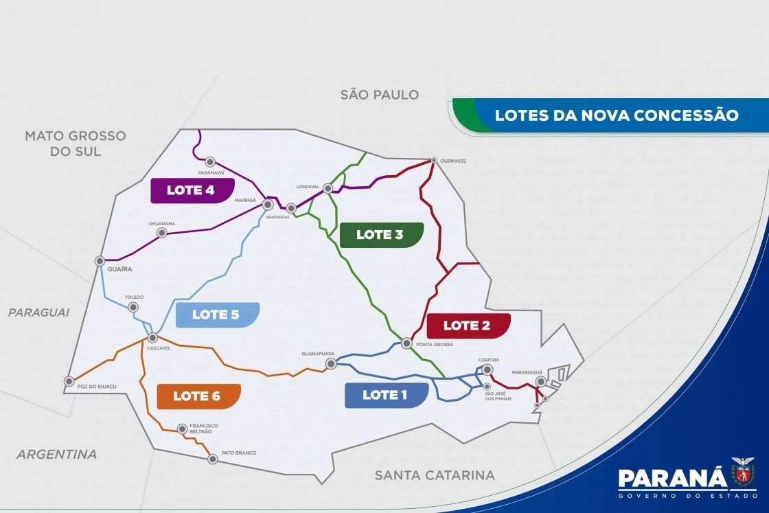 Nova concessão rodoviária do Paraná está dividida em seis lotes. Foto: Secom