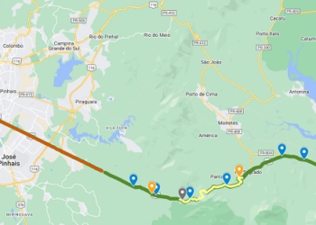 Trecho da BR-277 que ganhará pista tripla. Ilustração: AEN