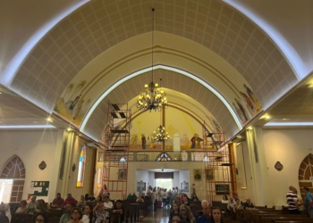 Pintura de arte sacra na Igreja Matriz, em Foz do Iguaçu. Foto: assessoria/Divulgação