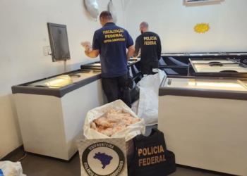 Apreensão de carne armazenada de forma inadequada. Foto: PF/divulgação