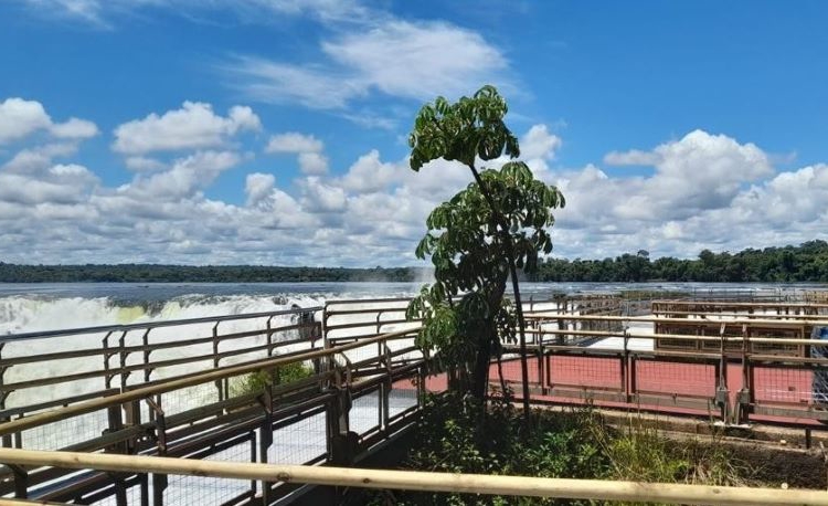 Passarela da Garganta do Diabo quando foi reaberta em fevereiro deste ano. Foto: Parque Nacional Iguazú/divulgação