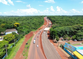 Obras de duplicação da Rodovia das Cataratas. Foto: DER