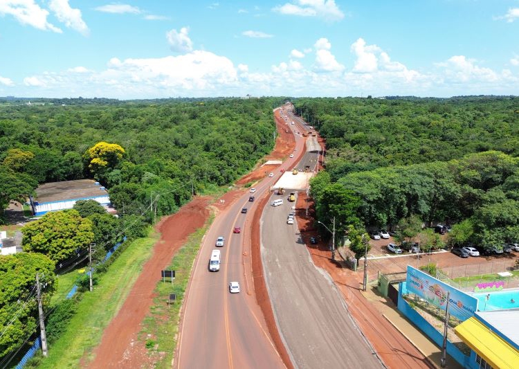 Obras de duplicação da Rodovia das Cataratas. Foto: DER