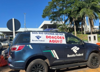 Posto de arrecadação estrategicamente localizado na saída da Ponte Internacional da Amizade. Foto: divulgação/RF