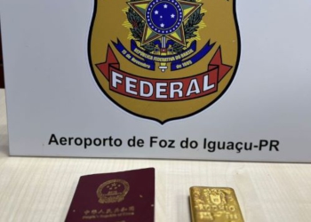 Lingote de ouro apreendido pela PF. Foto: divulgação