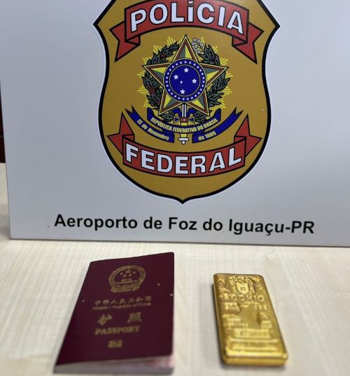 Lingote de ouro apreendido pela PF. Foto: divulgação