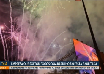 Evento no Gramadão da Via A que resultou na multa. Foto: captura de tela da televisão.