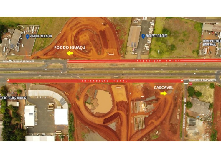 Mapa do bloqueio. Foto: DER