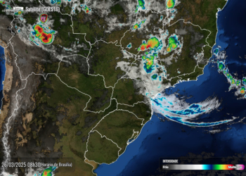 Foto de satélite, divulgada nesta manhã de quarta-feira pelo Simepar, mostra céu limpo sobre o Paraná.