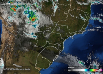 Foto de satélite divulgada nesta terça-feira, 1º de abril, pelo Simepar mostra poucas nuvens sobre o Paraná.