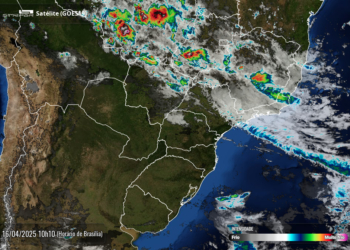 Foto de satélite divulgada pelo Simepar nesta manhã mostra céu sem praticamente sem nuvens sobre o Paraná