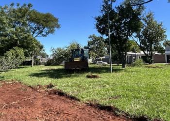 A pista está sendo construída em uma área de 1.750 m² entre as ruas Guaiaquica e Sagui . Foto: PMFI