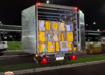 Mercadoria e veículo apreendidos. Foto: divulgação