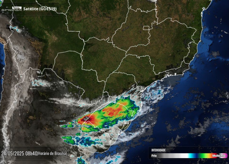 Céu sem nuvens sobre o Paraná na manhã deste sábado, conforme mostra a foto de satélite divulgada pelo Simepar