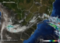 Nuvens se afastando do Oeste do Paraná, região de Foz do Iguaçu. Foto: Simepar