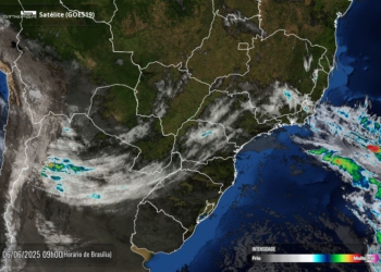 Nuvens se afastando do Oeste do Paraná, região de Foz do Iguaçu. Foto: Simepar