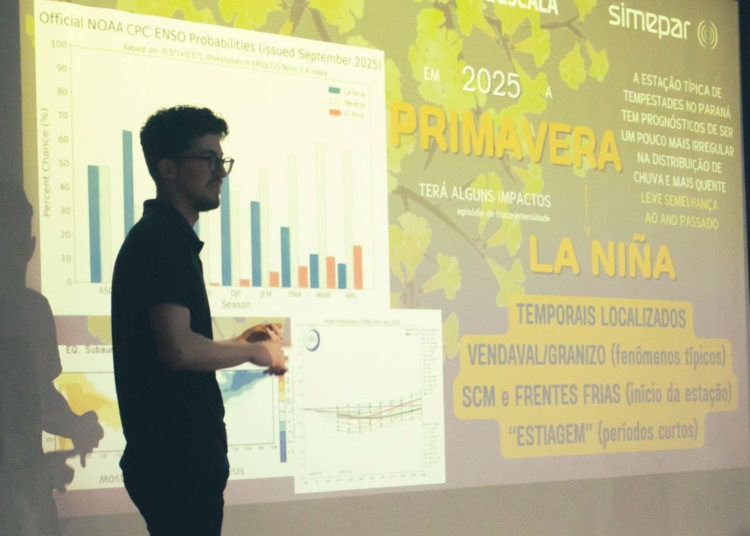 “Nesta estação é esperado a atuação dos chamados Sistemas Convectivos de Mesoescala (SCM), que são aglomerados de nuvens de tempestades que se formam na região do Paraguai e entram no Paraná ou se desenvolvem no estado”, detalha Leonardo Furlan, meteorologista do Simepar. Foto: Yuri Marcinik/Simepar