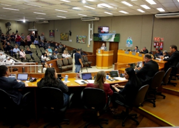 Ranieri se defende das acusações no plenário da Câmara de Vereadores de Foz. Foto: Christian Rizzi/divulgação