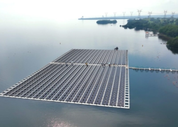 Usina solar no Lago de Itaipu. Foto: Elder Alejandro Baez Flores/Itaipu Binacional.