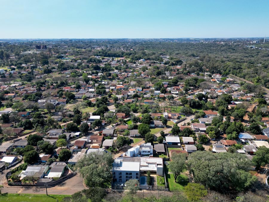 Imagem de drone da Vila A, em Foz do Iguaçu. Foto: William Brisida/Itaipu Binacional
